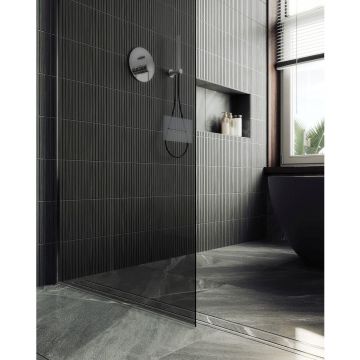 Душевая перегородка в профиле Maybahglass (Майбахгласс) 1950х1090 мм, стекло 8 мм Графит MGD-681-4ш