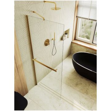 Душевая перегородка в профиле Maybahglass (Майбахгласс) 1950х1190 мм, стекло 8 мм Бесцветное, полотенцедержатель MGD-714-3ш