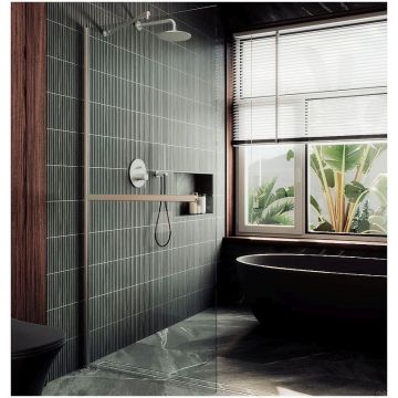 Душевая перегородка в профиле Maybahglass (Майбахгласс) 1950х1190 мм, стекло 8 мм Бесцветное, полотенцедержатель MGD-714-5ш