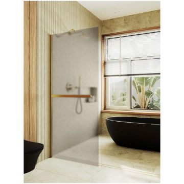 Душевая перегородка в профиле Maybahglass (Майбахгласс) 1950х1190 мм, стекло 8 мм Бронза матовая, полотенцедержатель MGD-716-3ш