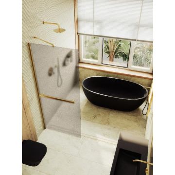 Душевая перегородка Maybahglass (Майбахгласс) в широком профиле 1950х890 мм, Стекло 8 мм Бронза матовая +Полотенцедержатель MGD-734-3ш