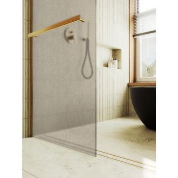 Душевая перегородка Maybahglass (Майбахгласс) в широком профиле 1950х890 мм, Стекло 8 мм Бронза матовая +Полотенцедержатель MGD-734-3ш