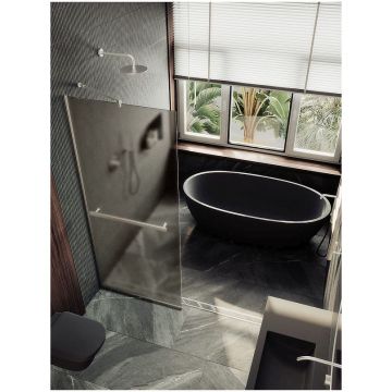 Душевая перегородка в профиле Maybahglass (Майбахгласс) 1950х1190 мм, стекло 8 мм Бронза матовая, полотенцедержатель MGD-716-5у