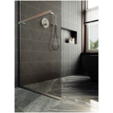 Душевая перегородка в профиле Maybahglass (Майбахгласс) 1950х1190 мм, стекло 8 мм Бронза матовая, полотенцедержатель MGD-716-5у