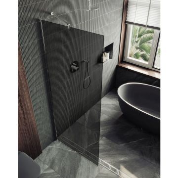 Душевая перегородка в профиле Maybahglass (Майбахгласс) 1950х1190 мм, стекло 8 мм Графит MGD-686-4ш