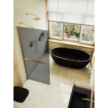 Душевая перегородка Maybahglass (Майбахгласс) в широком профиле 1950х890 мм, Стекло 8 мм Графит матовый +Полотенцедержатель MGD-736-3ш