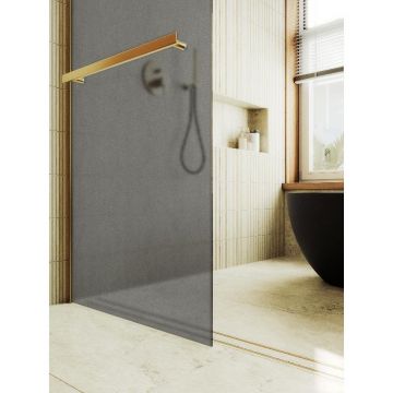 Душевая перегородка Maybahglass (Майбахгласс) в широком профиле 1950х890 мм, Стекло 8 мм Графит матовый +Полотенцедержатель MGD-736-3ш