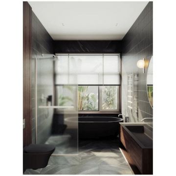 Душевая перегородка в профиле Maybahglass (Майбахгласс) 1950х1190 мм, стекло 8 мм Сатин, полотенцедержатель MGD-719-5у