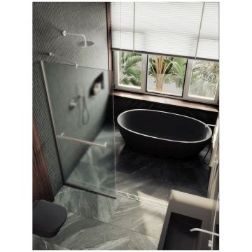 Душевая перегородка в профиле Maybahglass (Майбахгласс) 1950х1190 мм, стекло 8 мм Сатин, полотенцедержатель MGD-719-5у