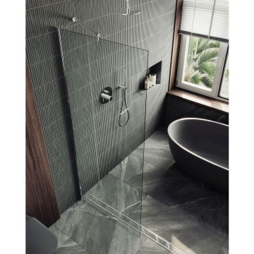 Душевая перегородка в профиле Maybahglass (Майбахгласс) 1950х690 мм, стекло 8 мм Бесцветное MGD-701-4ш