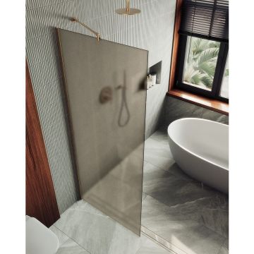 Душевая перегородка в профиле Maybahglass (Майбахгласс) 1950х690 мм, стекло 8 мм Бронза матовая MGD-703-2ш