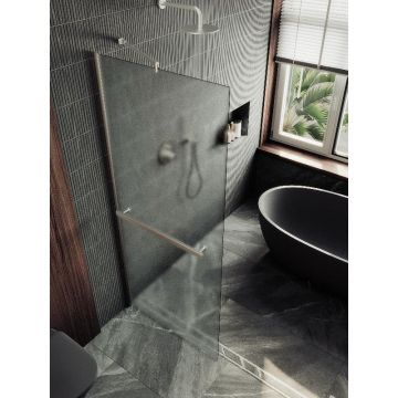 Душевая перегородка Maybahglass (Майбахгласс) в широком профиле 1950х890 мм, Стекло 8 мм Сатин +Полотенцедержатель MGD-737-5ш