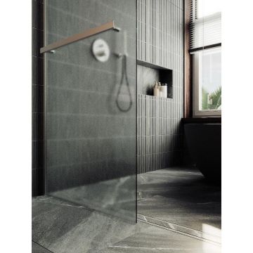 Душевая перегородка Maybahglass (Майбахгласс) в широком профиле 1950х890 мм, Стекло 8 мм Сатин +Полотенцедержатель MGD-737-5ш