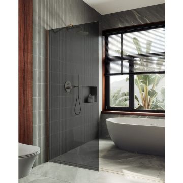 Душевая перегородка в профиле Maybahglass (Майбахгласс) 1950х690 мм, стекло 8 мм Графит матовый MGD-704-2ш