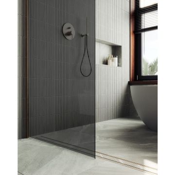 Душевая перегородка в профиле Maybahglass (Майбахгласс) 1950х690 мм, стекло 8 мм Графит матовый MGD-704-2ш