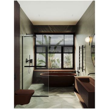 Душевая перегородка в профиле Maybahglass (Майбахгласс) 1950х990 мм, стекло 8 мм Бесцветное, полотенцедержатель MGD-1418-6у