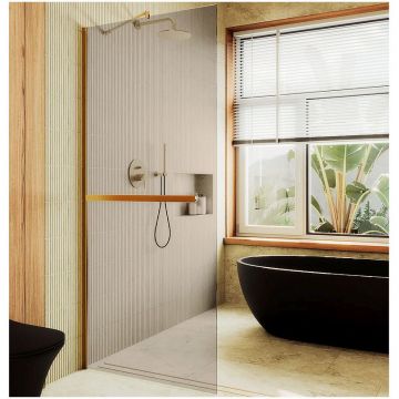 Душевая перегородка в профиле Maybahglass (Майбахгласс) 1950х990 мм, стекло 8 мм Бронза, полотенцедержатель MGD-1459-3ш