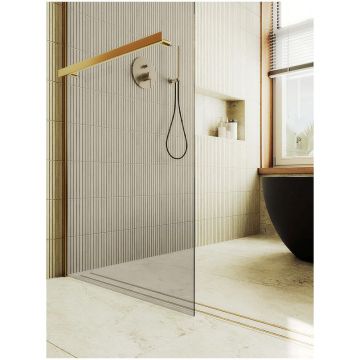 Душевая перегородка в профиле Maybahglass (Майбахгласс) 1950х990 мм, стекло 8 мм Бронза, полотенцедержатель MGD-1459-3ш