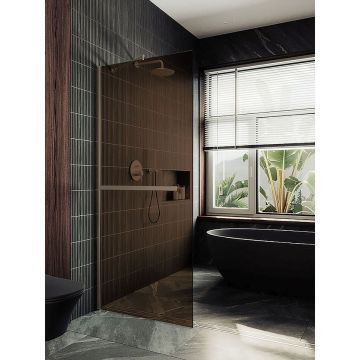 Душевая перегородка в профиле Maybahglass (Майбахгласс) 1950х990 мм, стекло 8 мм Бронза, полотенцедержатель MGD-1459-2ш