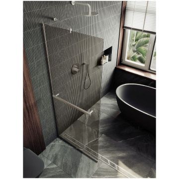 Душевая перегородка в профиле Maybahglass (Майбахгласс) 1950х990 мм, стекло 8 мм Бронза, полотенцедержатель MGD-1459-5у