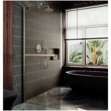 Душевая перегородка в профиле Maybahglass (Майбахгласс) 1950х990 мм, стекло 8 мм Бронза матовая, полотенцедержатель MGD-1460-5ш