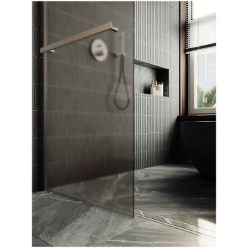 Душевая перегородка в профиле Maybahglass (Майбахгласс) 1950х990 мм, стекло 8 мм Бронза матовая, полотенцедержатель MGD-1460-5ш