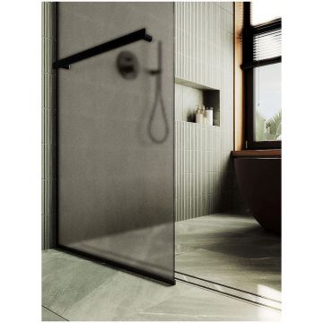 Душевая перегородка в профиле Maybahglass (Майбахгласс) 1950х990 мм, стекло 8 мм Бронза матовая, полотенцедержатель MGD-1460-6у