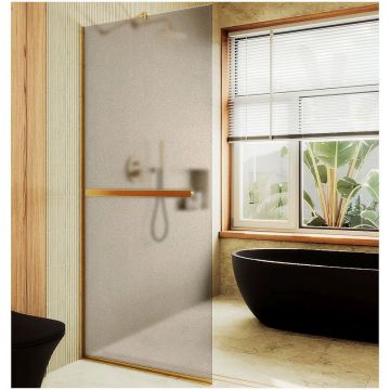 Душевая перегородка в профиле Maybahglass (Майбахгласс) 1950х990 мм, стекло 8 мм Бронза матовая, полотенцедержатель MGD-1460-3у