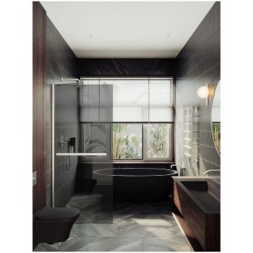 Душевая перегородка в профиле Maybahglass (Майбахгласс) 1950х990 мм, стекло 8 мм Графит, полотенцедержатель MGD-1461-5ш