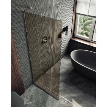 Душевая перегородка Maybahglass (Майбахгласс) в узком профиле 1950х790 мм, Стекло 8 мм Бронза MGD-696-5у