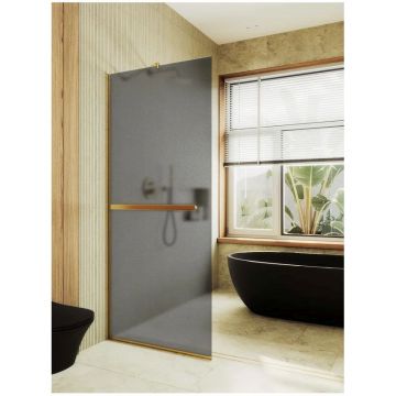 Душевая перегородка в профиле Maybahglass (Майбахгласс) 1950х990 мм, стекло 8 мм Графит матовый, полотенцедержатель MGD-1462-3у