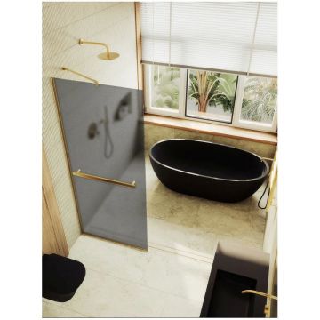 Душевая перегородка в профиле Maybahglass (Майбахгласс) 1950х990 мм, стекло 8 мм Графит матовый, полотенцедержатель MGD-1462-3у