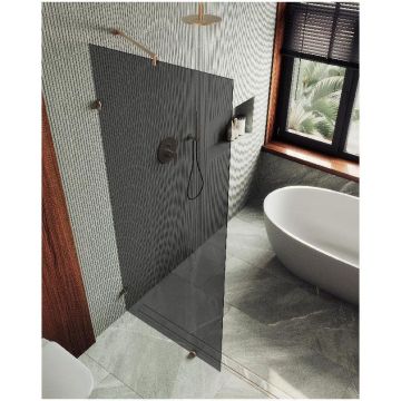 Душевая перегородка коннектор стена-стекло Maybahglass (Майбахгласс) 1950х790 мм, стекло 8 мм Графит MGD-274-2