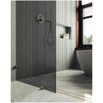 Душевая перегородка коннектор стена-стекло Maybahglass (Майбахгласс) 1950х790 мм, стекло 8 мм Графит MGD-274-2