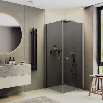 Душевой угол на монопетлях Maybahglass (Майбахгласс) 800х800х1980 мм, стекло 6 мм Графит MGY-1296-5