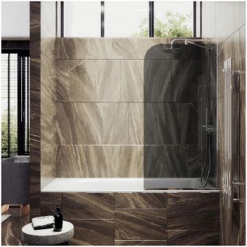 Шторка для ванны в профиле Maybahglass (Майбахгласс) 1400х340 мм, стекло 6 мм Графит MGV-128-4у