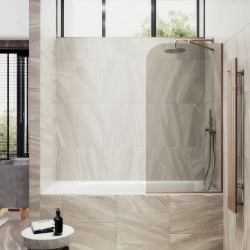 Шторка для ванны в профиле Maybahglass (Майбахгласс) 1400х640 мм, стекло 6 мм Бронза MGV-147-2у