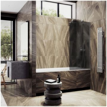 Шторка для ванны в профиле Maybahglass (Майбахгласс) 1400х740 мм, стекло 6 мм Графит матовый MGV-153-4у