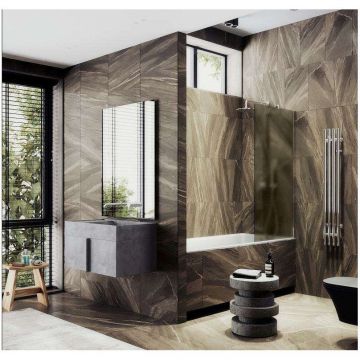 Шторка для ванны в профиле Maybahglass (Майбахгласс) 1400х300 мм, стекло 8 мм Бронза матовая MGV-249-4ш