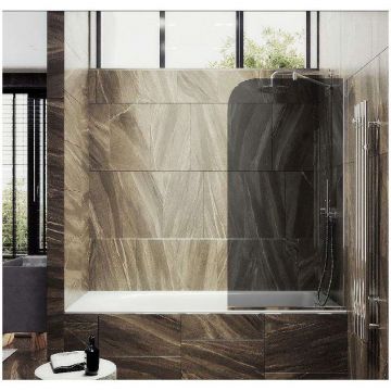 Шторка для ванны в профиле Maybahglass (Майбахгласс) 1400х300 мм, стекло 8 мм Графит MGV-252-4у