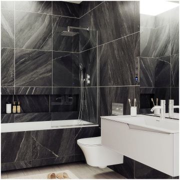 Шторка для ванны в профиле Maybahglass (Майбахгласс) 1400х500 мм, стекло 8 мм Бесцветное MGV-61-4у