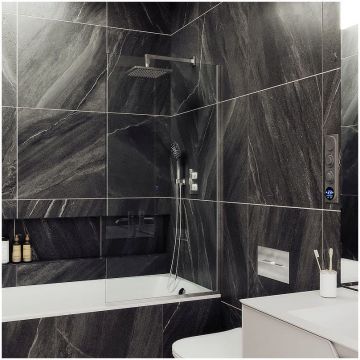 Шторка для ванны в профиле Maybahglass (Майбахгласс) 1400х500 мм, стекло 8 мм Бесцветное MGV-61-4у