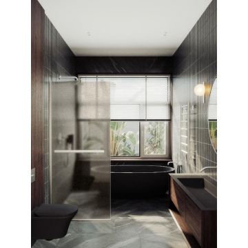 Душевая перегородка Maybahglass (Майбахгласс) в узком профиле 1950х690 мм, Стекло 8 мм Бронза матовая +Полотенцедержатель MGD-722-5у