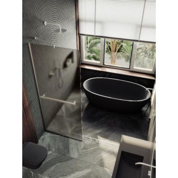 Душевая перегородка Maybahglass (Майбахгласс) в узком профиле 1950х690 мм, Стекло 8 мм Бронза матовая +Полотенцедержатель MGD-722-5у