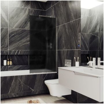 Шторка для ванны в профиле Maybahglass (Майбахгласс) 1400х600 мм, стекло 8 мм Графит матовый MGV-86-4у