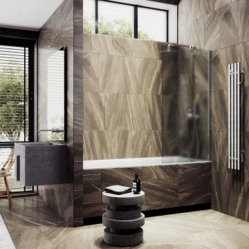 Шторка для ванны в профиле Maybahglass (Майбахгласс) 1400х600 мм, стекло 8 мм Сатин MGV-92-4ш