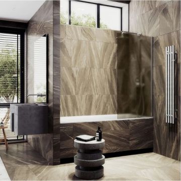 Шторка для ванны в профиле Maybahglass (Майбахгласс) 1400х800 мм, стекло 8 мм Бронза матовая MGV-76-4ш