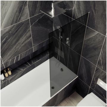 Шторка для ванны в профиле Maybahglass (Майбахгласс) 1400х800 мм, стекло 8 мм Графит MGV-82-4у