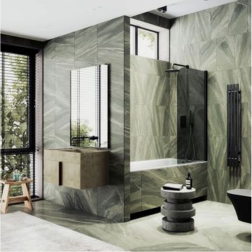 Шторка для ванны поворотная на монопетле Maybahglass (Майбахгласс) 1400х800 мм, стекло 6 мм Графит MGV-623-6