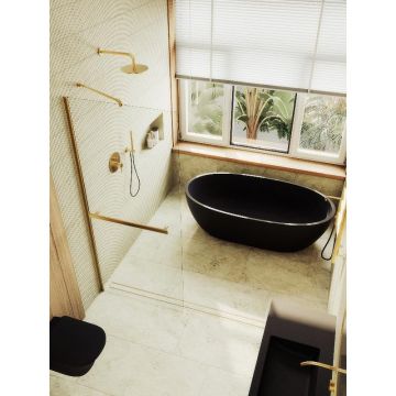 Душевая перегородка Maybahglass (Майбахгласс) в широком профиле 1950х690 мм, Стекло 8 мм Бесцветное +Полотенцедержатель MGD-720-3ш